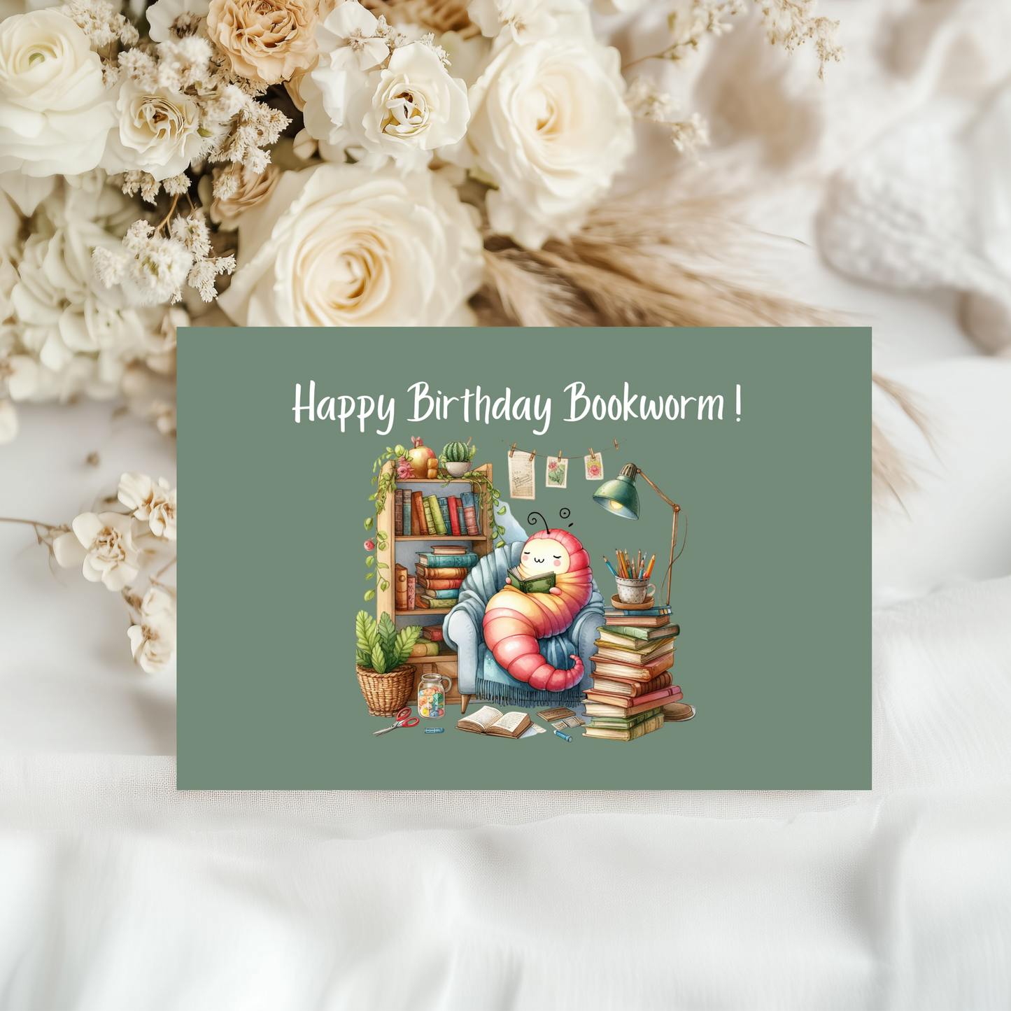 Bookworm Greeting Card