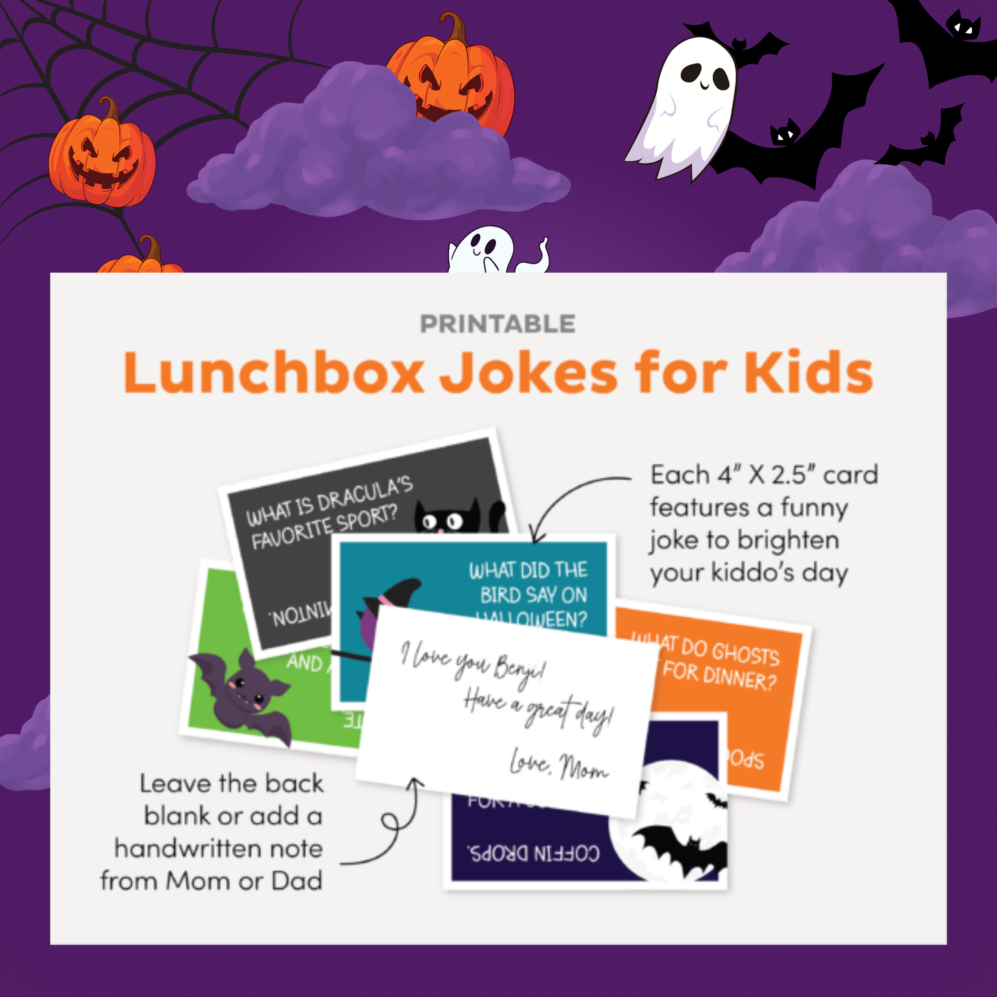 Kids Halloween Printable Bundle | Bookmarks, Lunch Notes & Wall Art