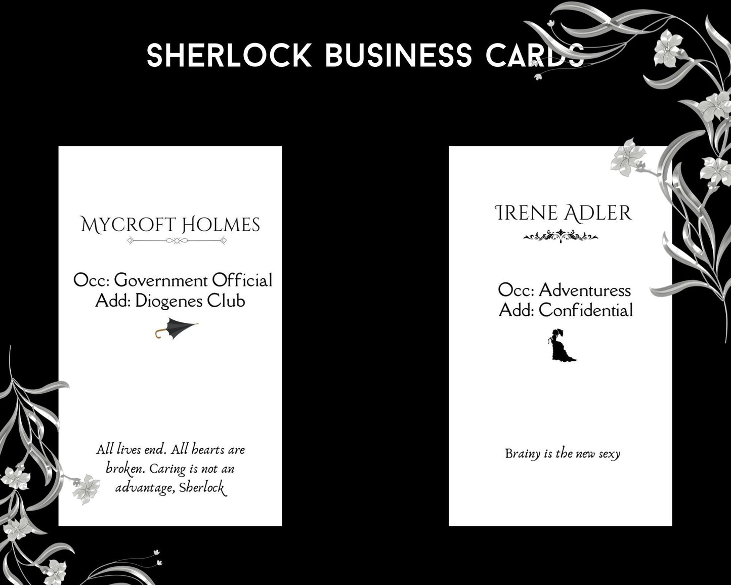 Sherlock's Calling Cards - Set of 6 cards