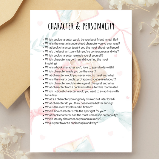 100 Reading Journal Prompts -10-Page Printable