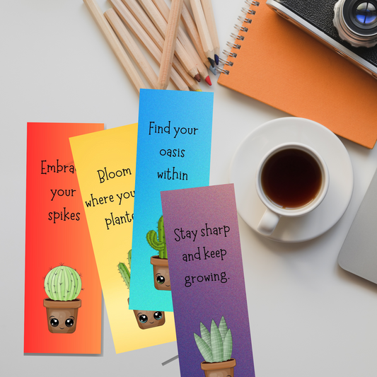 Whimsical Cactus Bookmarks - Set of 4