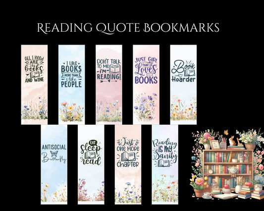 Reading Quotes Wildflower Bookmarks