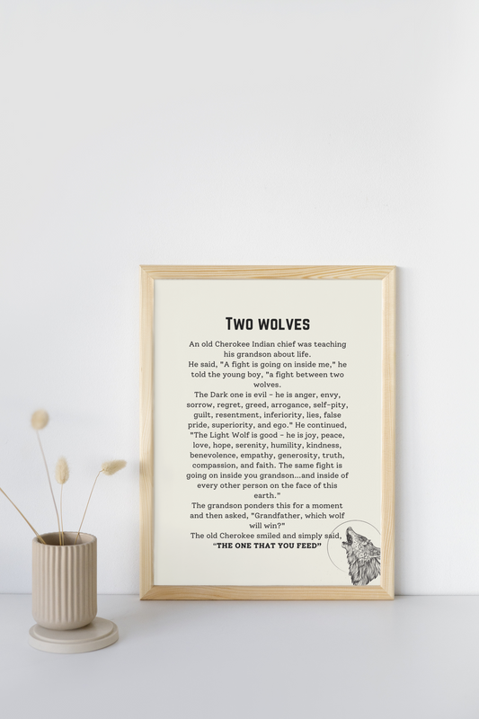 Two Wolves Folktale Wall Art